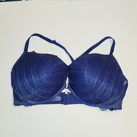 La SENZA Other - 38 DD Beyond Sexy classic plunge wire push-up bra with lace in dark blue